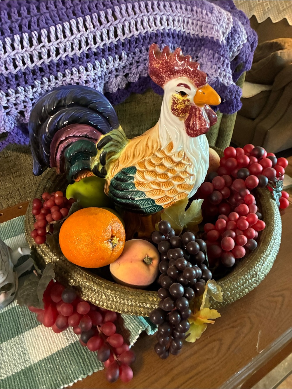 Decorative Multicolor Ceramic Rooster Centerpiece - Home Dining